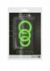 3 pcs Cock Ring Set - Glow in the Dark - neon green